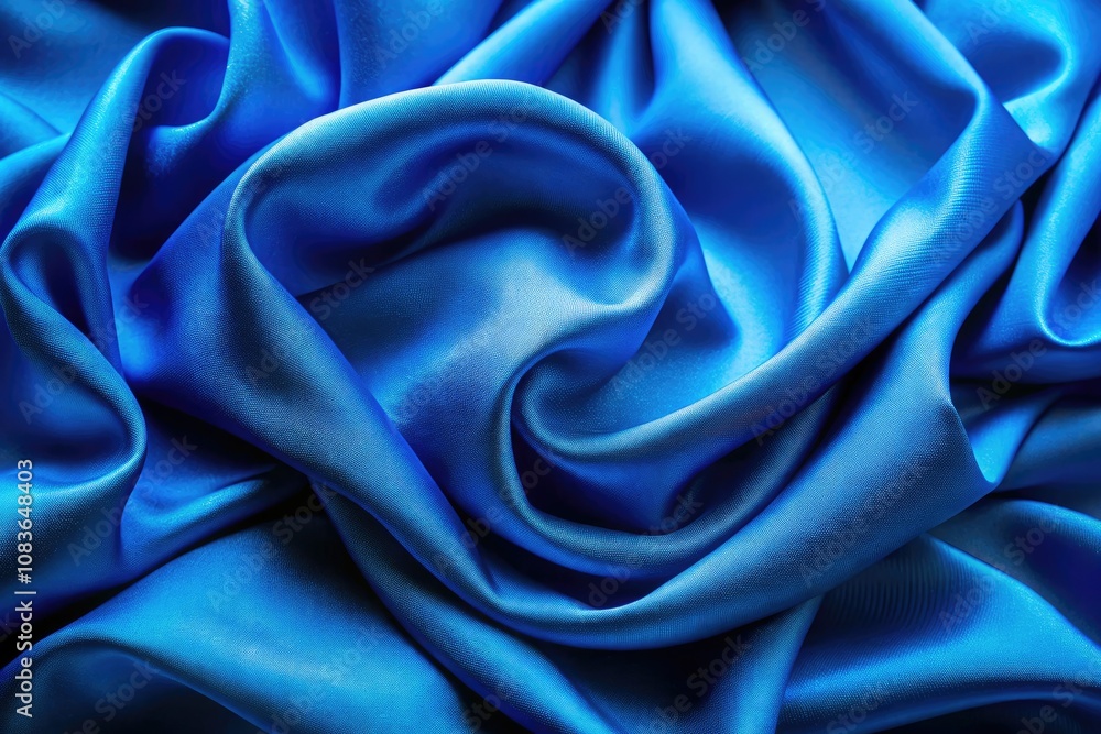 Obraz premium Blue Fabric Texture with Waves - Elegant Textile Background for Design Projects, Fashion, Home Decor, and More