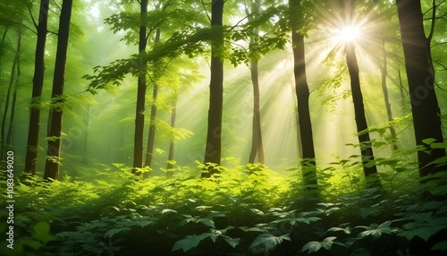 sunlight in the forest photo