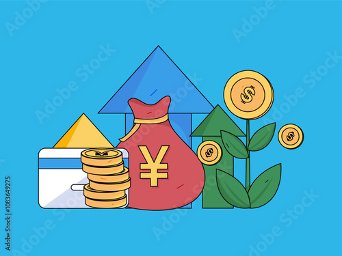 Internet financial management investment flat vector concept operation hand drawn illustration
