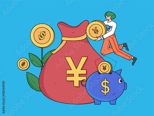 Internet financial management investment flat vector concept operation hand drawn illustration
