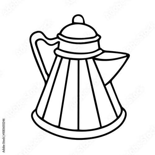 Vector doodle. Turkish coffee pot. Retro. Cartoon teaware