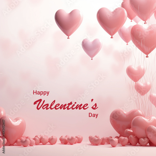Valentines day background with heart balloons