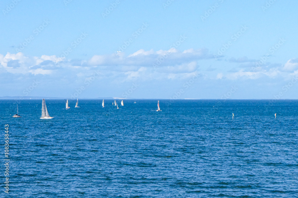 Fototapeta premium Shorncliffe pier, jetty, beach and bayside views, QLD