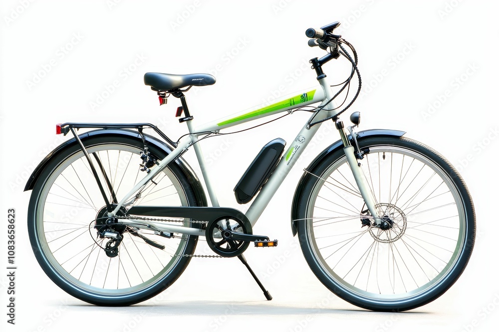 Fototapeta premium White electric bicycle with black tires.