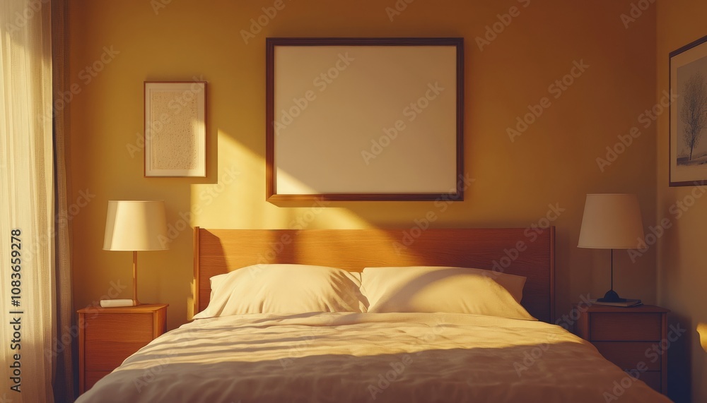 Fototapeta premium Sunlit Bedroom Interior Design.