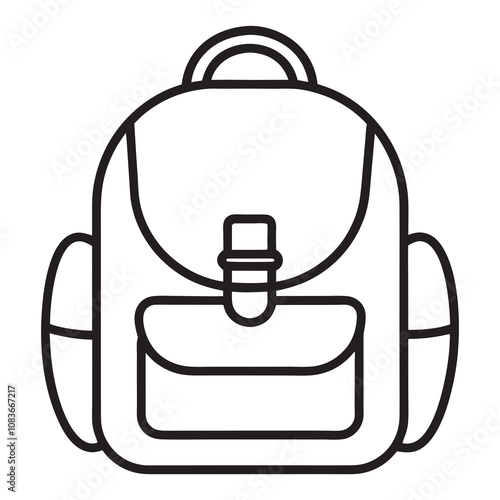 Schoolbag or backpack outline icon. Vector illustration 