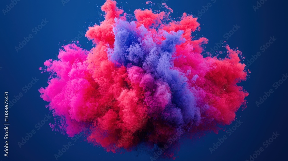 Fototapeta premium Abstract Pink Blue Smoke Cloud Burst 3D Render Colorful Background