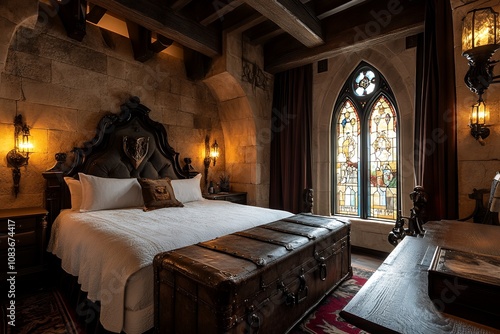 中世風の豪華なゴシックスタイルベッドルーム | Luxurious Gothic-Style Bedroom with Medieval Charm photo