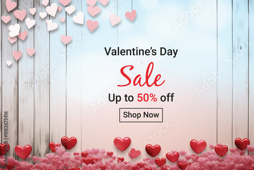 Valentines day background with heart balloons