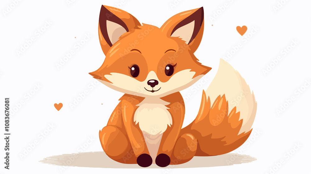 Fototapeta premium Adorable Female Fox Inside Heart Vector Illustration