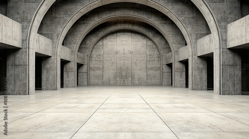 Fototapeta premium Modern Concrete Architecture Geometric Interior Design Empty Hallway