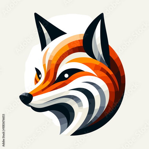 Stylized fox illustration with warm colors on a light background for graphic design photo