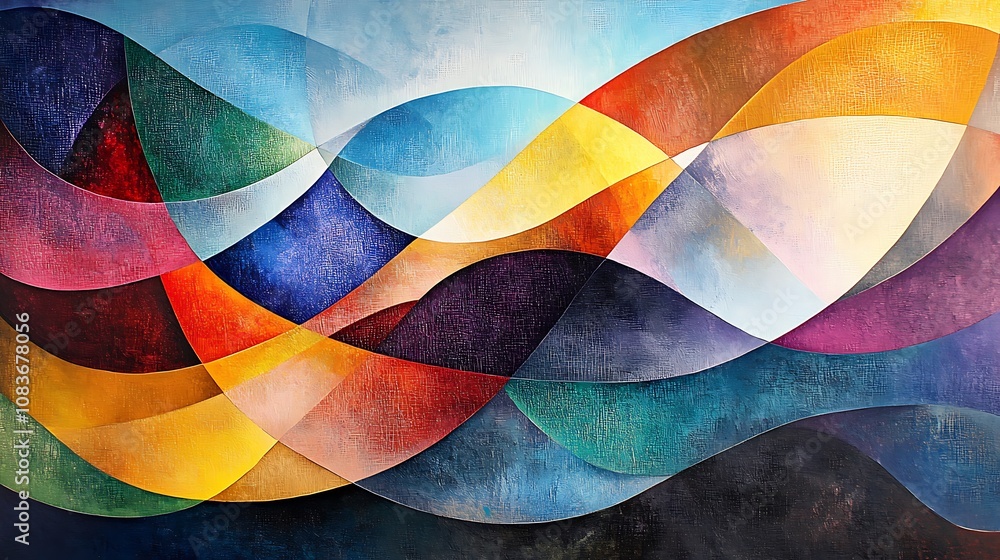 Fototapeta premium Dynamic abstract waves artwork modern studio digital art vibrant colors aerial view contemporary design