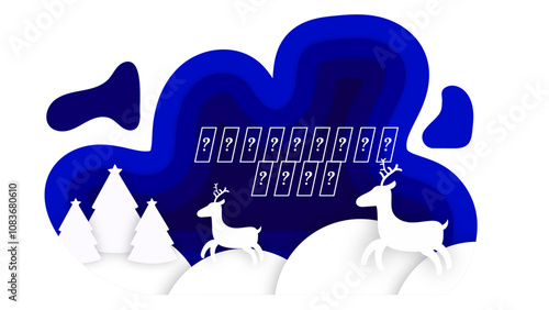 Festive Reindeer Christmas Papercut Card With Holiday Wishes. A Cheerful Christmas Papercut Greeting Card Wth Christmas Papercut Element. Perfect for Spreading Holiday Joy and Festive Greetings