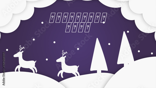 Festive Reindeer Christmas Papercut Card With Holiday Wishes. A Cheerful Christmas Papercut Greeting Card Wth Christmas Papercut Element. Perfect for Spreading Holiday Joy and Festive Greetings