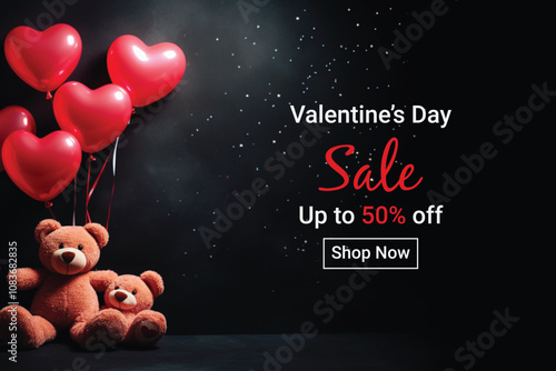 Valentines day background with heart balloons