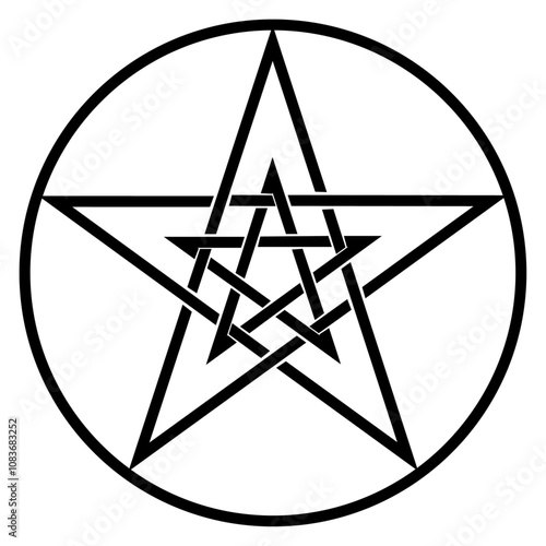 set of pentagram isolated on transparent background for tattoo logo icon web graphic. vector illustration.