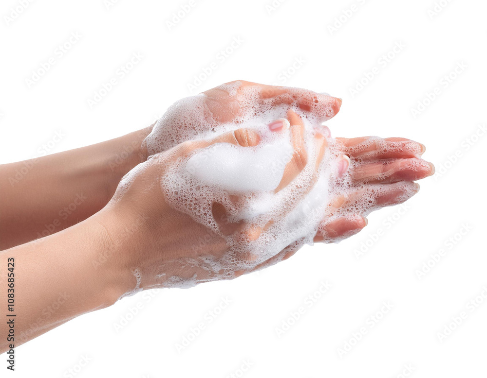 Fototapeta premium Soaping hands isolated on white background, cut out