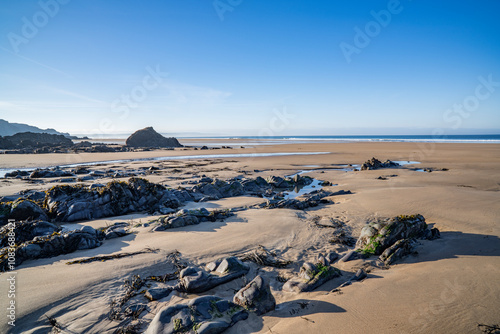 Εκτύπωση καμβά Morning winter sun on Cornwall beach