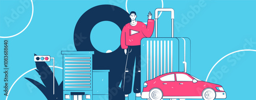 Holiday travel travel characters internet background vector hand drawn illustration
