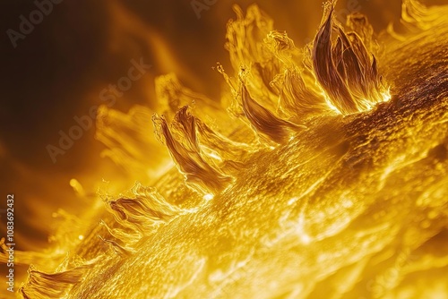 solar surface with solar flares. close-up photo