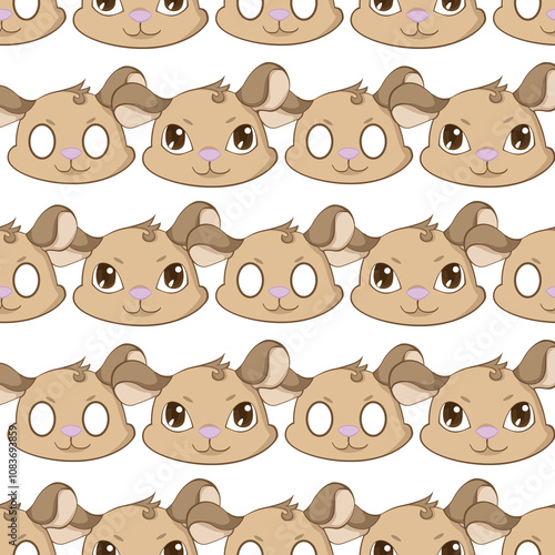 Expressive Gerbil Cartoon Repeat Pattern Design