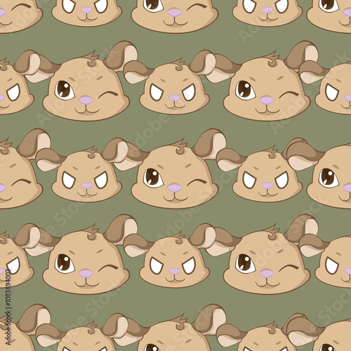 Expressive Gerbil Cartoon Repeat Pattern Design