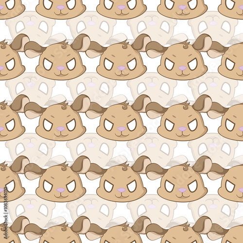 Expressive Gerbil Cartoon Repeat Pattern Design