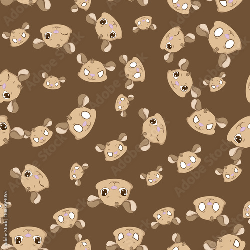 Expressive Gerbil Cartoon Repeat Pattern Design