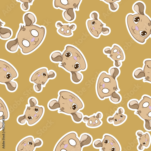 Expressive Gerbil Cartoon Repeat Pattern Design