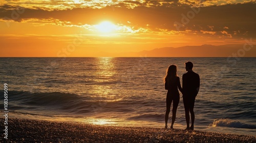 Romantic sunset over the Promenade des Anglais in Nice