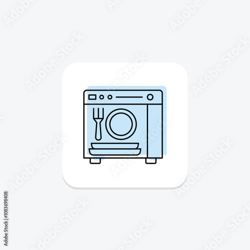 Dishwasher color shadow thinline icon , vector, pixel perfect, illustrator file