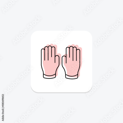 Rubber glove color shadow thinline icon , vector, pixel perfect, illustrator file