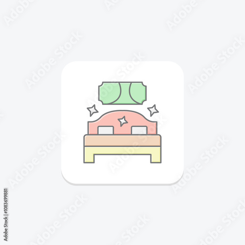 Bedroom Clean lineal color icon , vector, pixel perfect, illustrator file