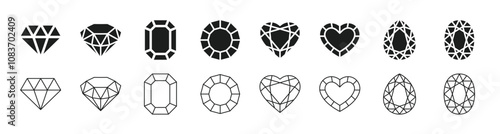 Gemstone icon set of various shapes