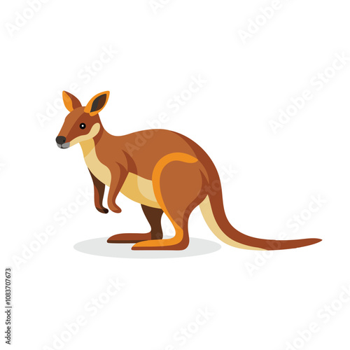 Wallaby isolated flat vector illustration on white background