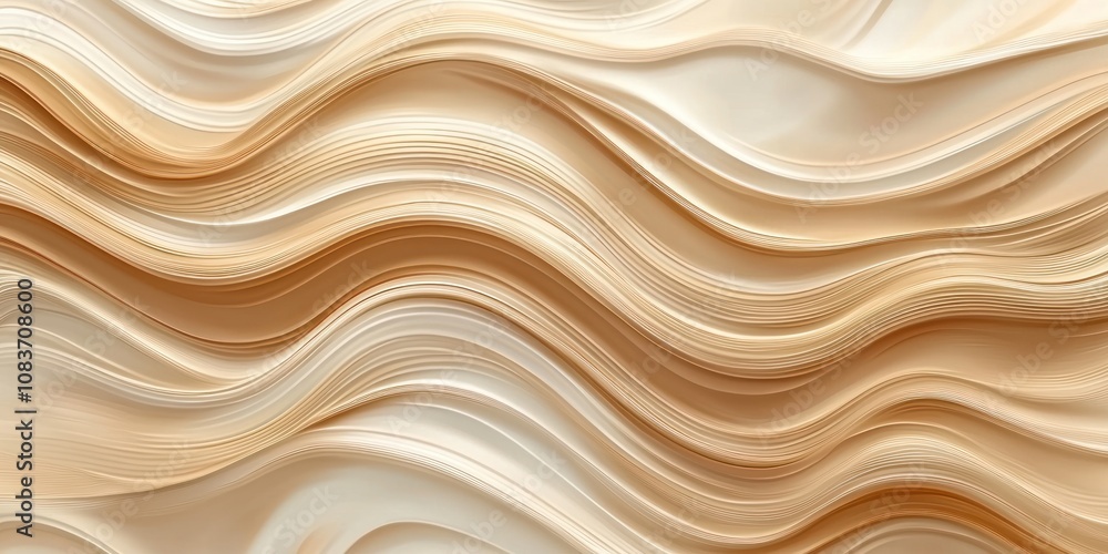 Fototapeta premium Abstract Beige and Brown Wavy Lines Background