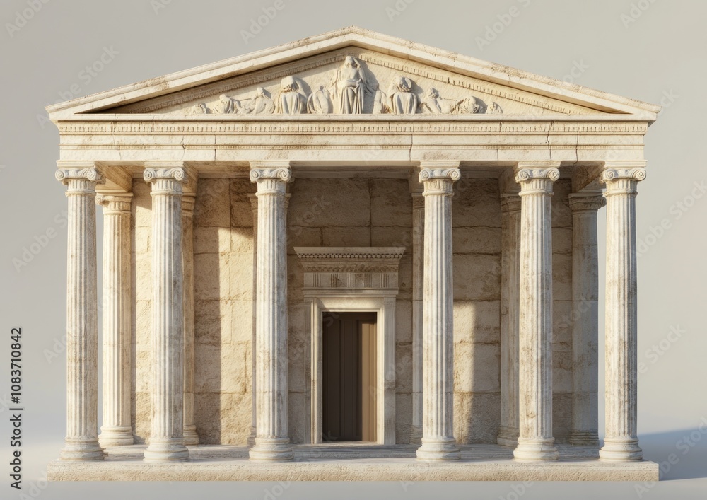 Fototapeta premium Ancient Stone Temple with Columns and Sculpted Figures