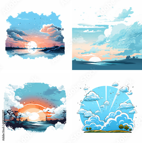 Sky Clouds Atmosphere Blue Horizon Sun Sunset Sunrise Stars Moon Weather Air Clouds formatio