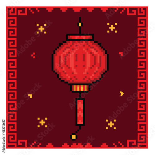 Pixel art chinese new year element vector