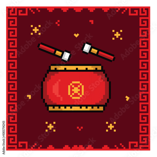 Pixel art chinese new year element vector