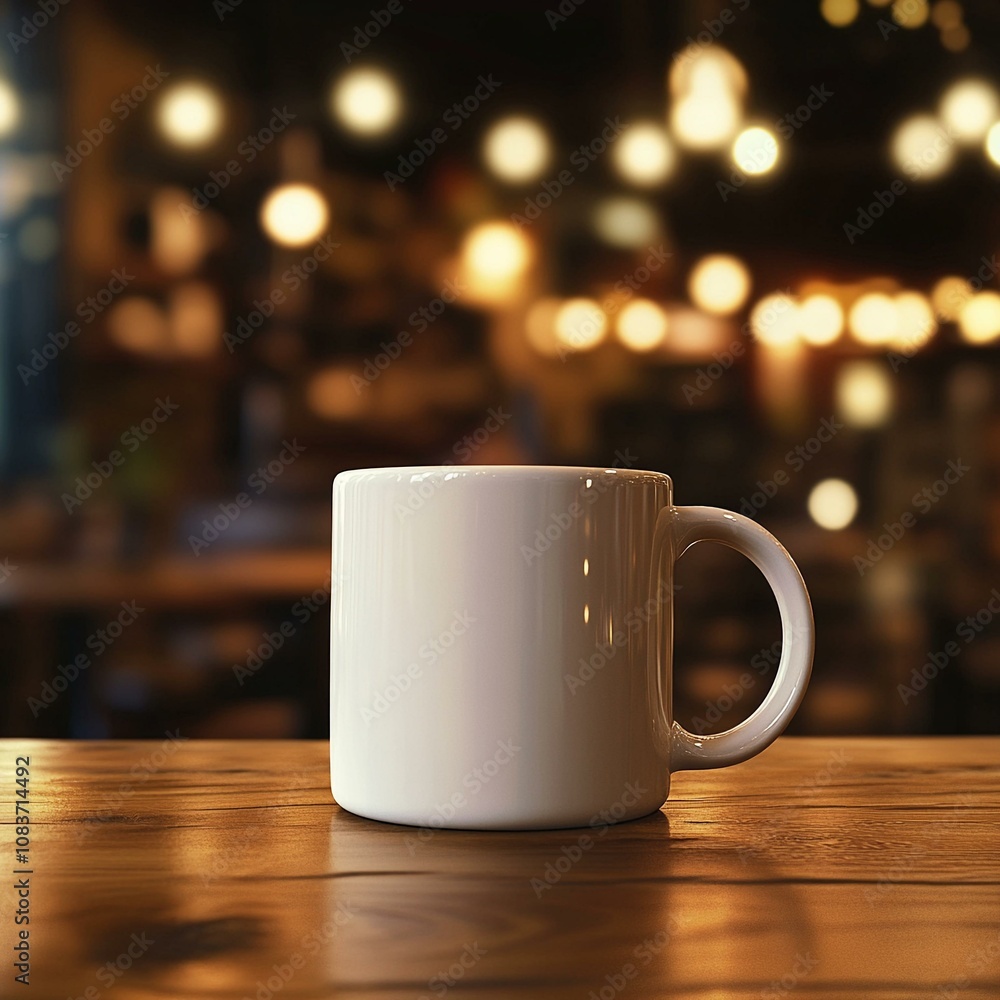 Obraz premium Realistic mockup of white ceramic mugs in natural settings like forests and mossy rocks, as well as modern interiors like bright kitchens, perfect for customizable graphics and branding designs