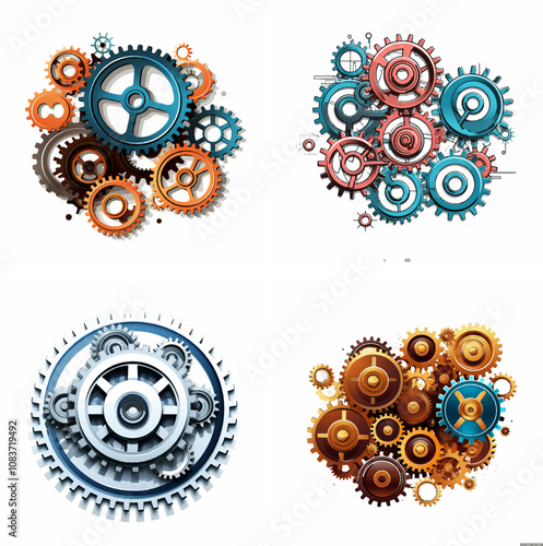 Cogs Gear Mechanism Teeth Rotation Machine Engine Sprocket Power transmission Clockwork Gear
