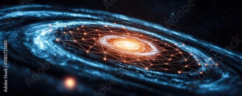 Stunning galaxy spiral, vibrant colors against a dark cosmic background.