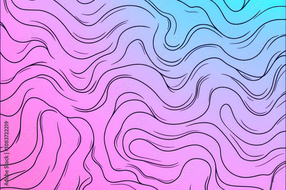 Obraz premium Abstract Wavy Pattern with Pink and Blue Gradient
