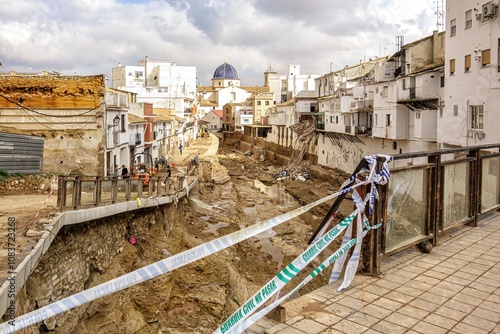 View of Chiva and La Rambla with the destruction left by the great flood caused by the intense rains of the Dana over the Valencian community