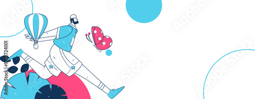 People exercising healthy running vector internet operation illustration
