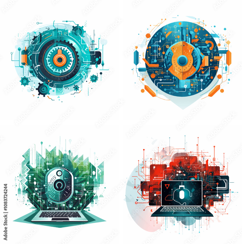 Obraz premium Cybersecurity Security Hacking Protection Network security Encryption Firewall Malware Antiv