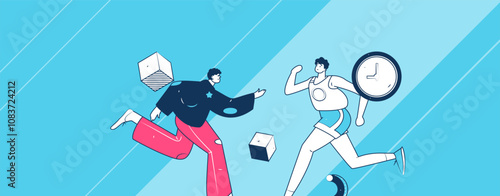 People exercising healthy running vector internet operation illustration
