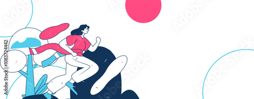 People exercising healthy running vector internet operation illustration
